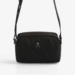 Scalpers Nylon Small Messenger Crossbody Camera Bag Black